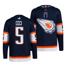 Edmonton Oilers Hockeydrakt Cody Ceci 5 2022-23 Navy Reverse Retro 2.0 Adidas Authentic - Herre